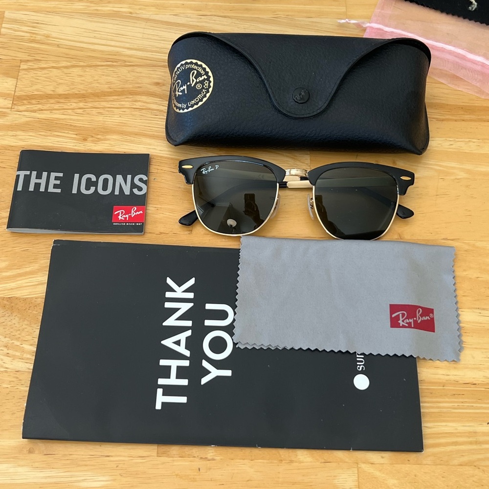 Ray-Ban Black and Gold Clubmaster Sunglasses